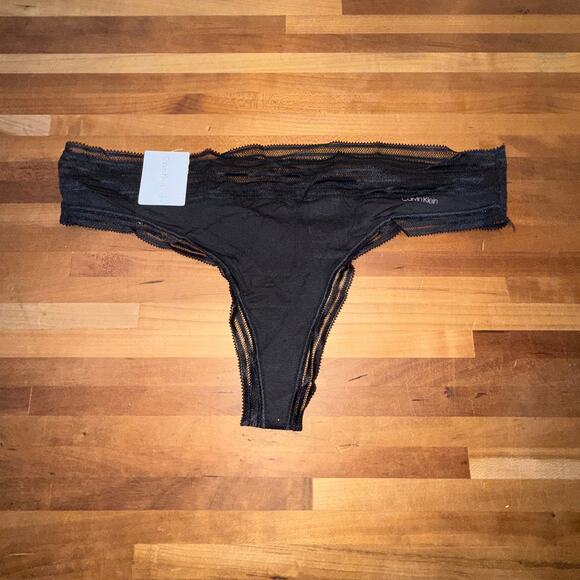 Set of 3 Calvin Klein assorted thong panty black/blue/black large - Picture 12 of 15